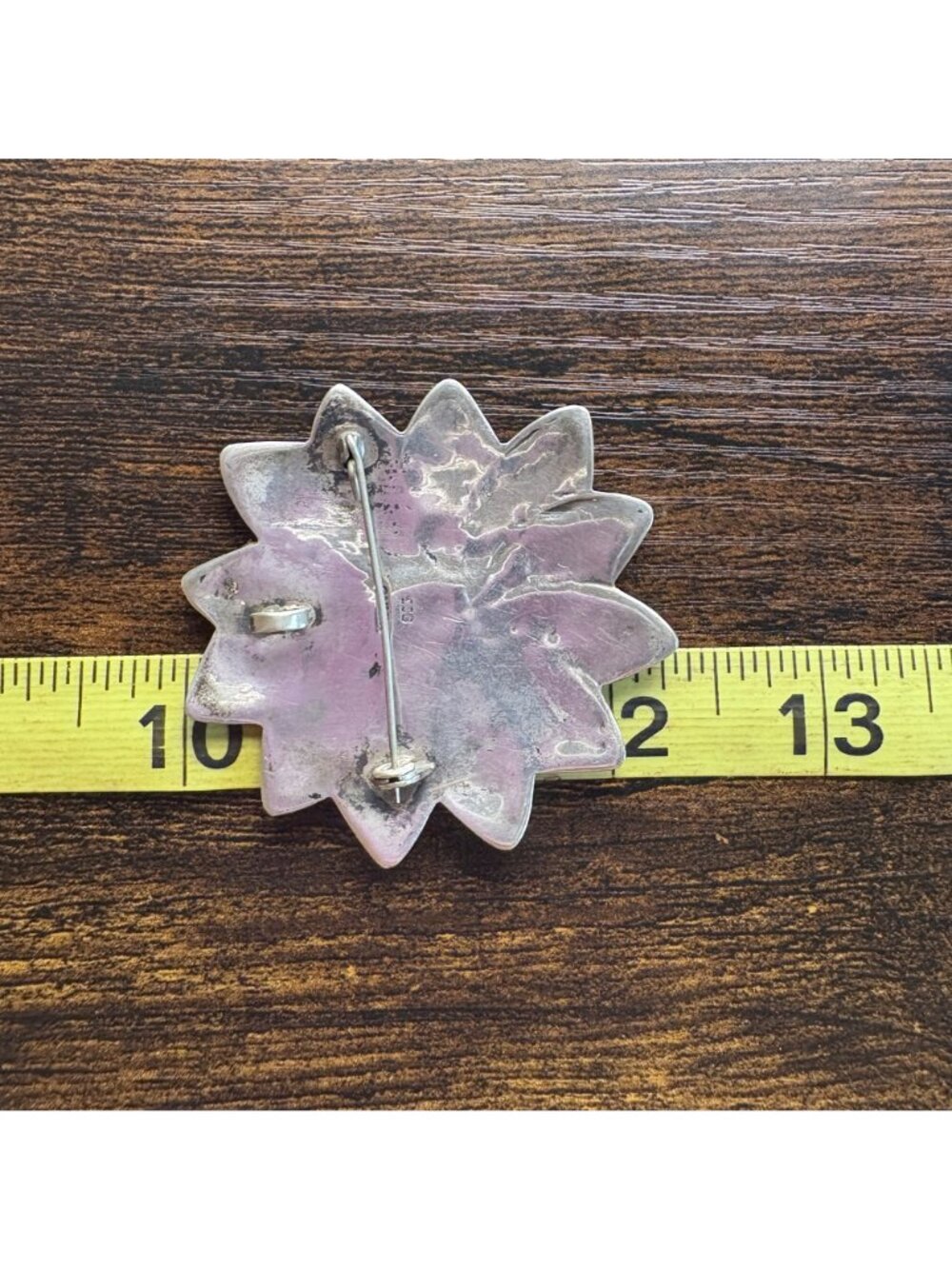Abalone Flower Design Brooch Solid Sterling Silver 925 Size 2.25" Length - Picture 11 of 12